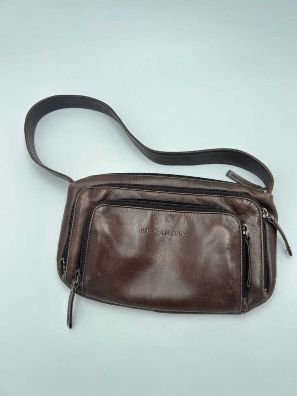 🤎 Derek Alexander Genuine Leather Multi-Pocket Shoulder Bag